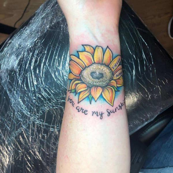 Sunflower you are my sunshine wrist tattoo