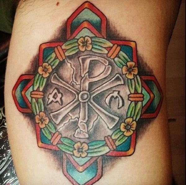 Traditional Chi Rho tattoo