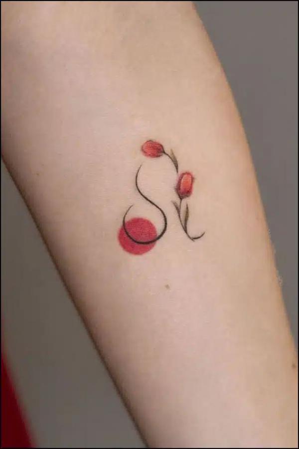 Tulip leo sign tattoo