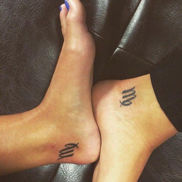 Virgo glyoh matching foot tattoo