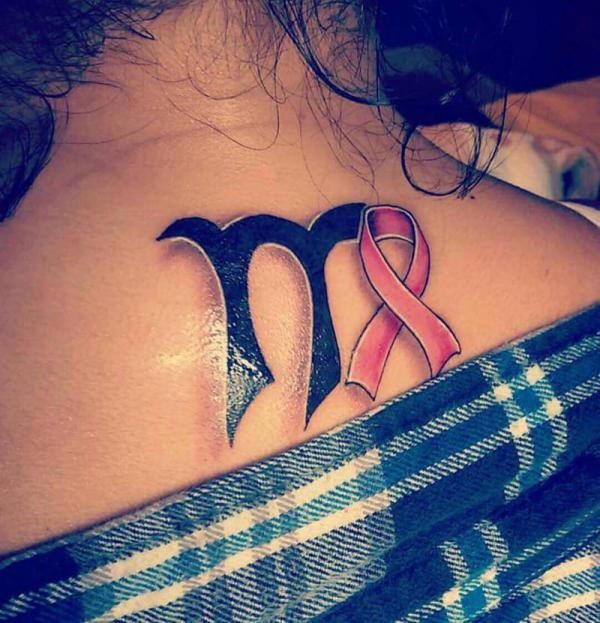 Virgo glyph back tattoo