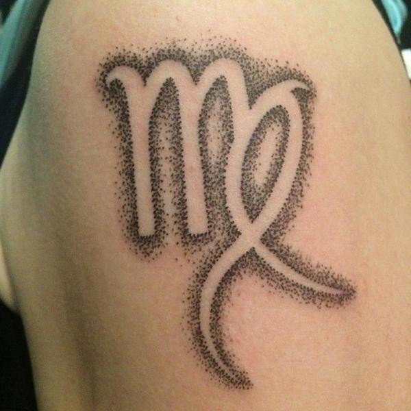 Virgo glyph shoulder tattoo