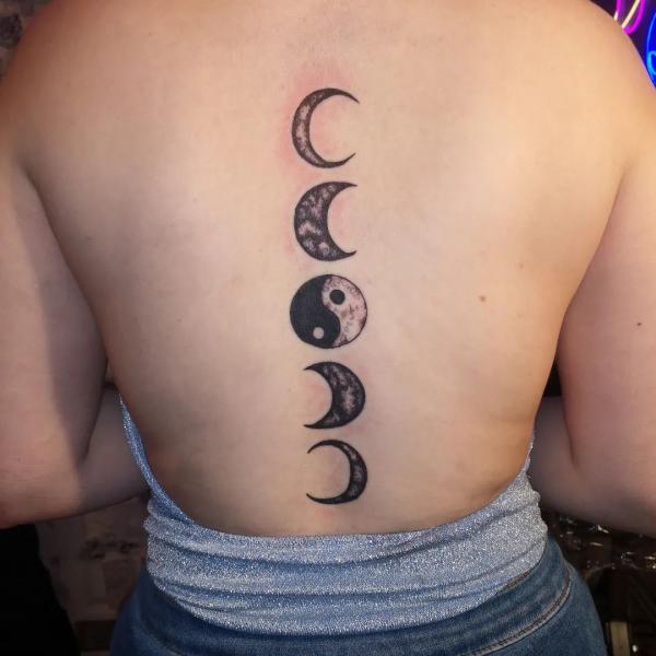 Yin yang Moon phases tattoo