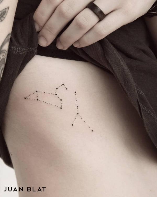 Zodiac cancer and Leo constellation tattoo