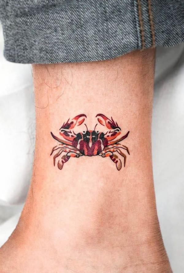 Zodiac cancer ankle tattoo