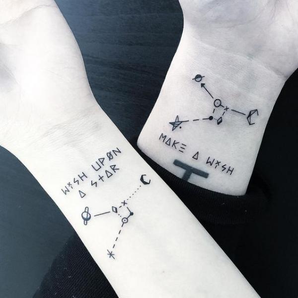 Zodiac cancer constellation matching tattoos for couple