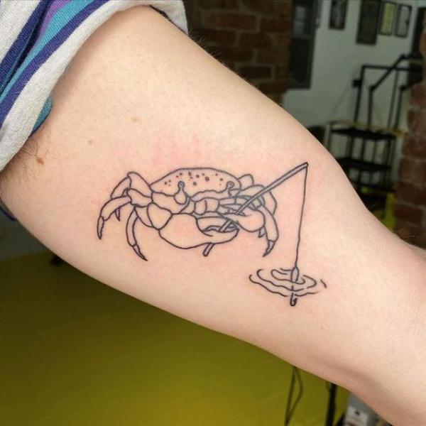 Zodiac cancer crab fishing tattoo