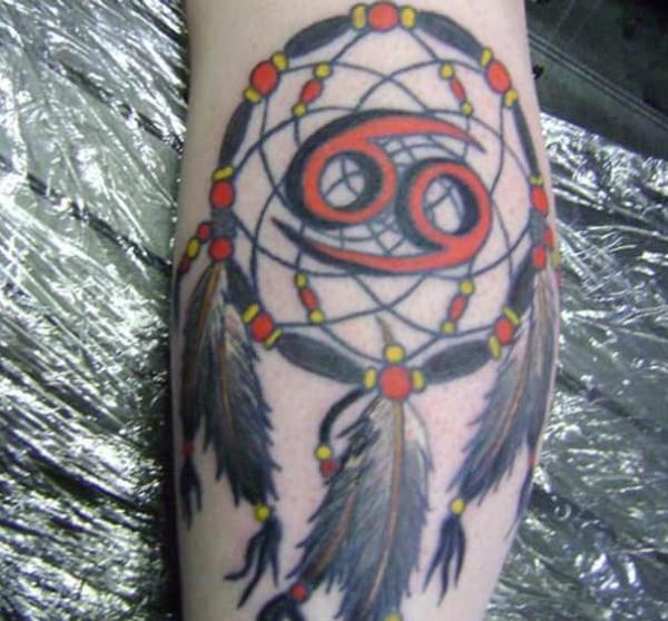 Zodiac cancer dreamcatcher tattoo