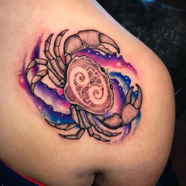 Customized old school crab/cancer tattoo for...