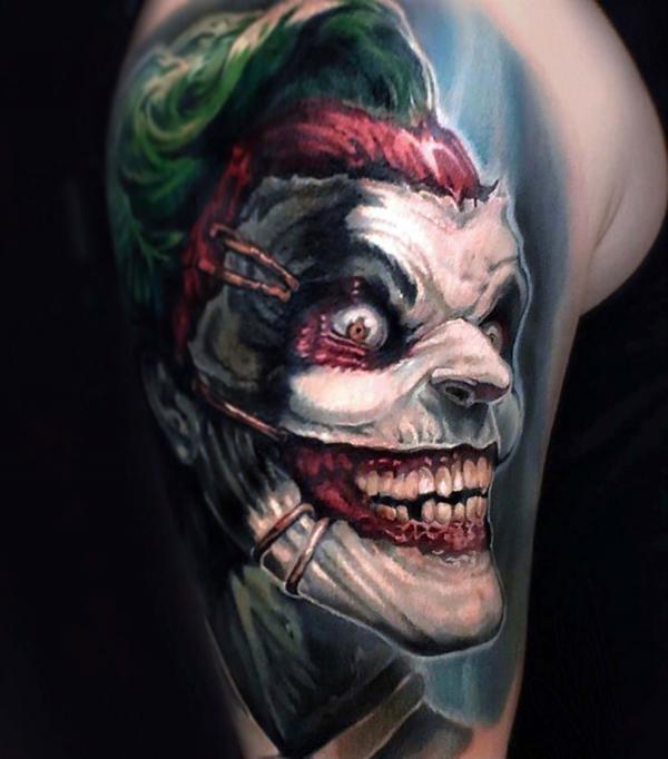 Zombie half sleeve joker tattoo