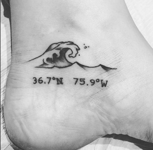 coordinates and wave tattoo