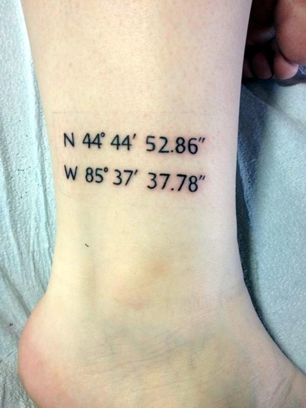 coordinates ankle tattoo