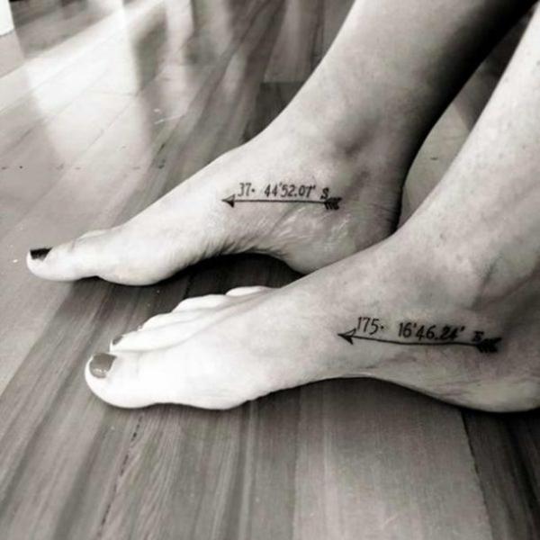 coordinates arrow foot tattoo