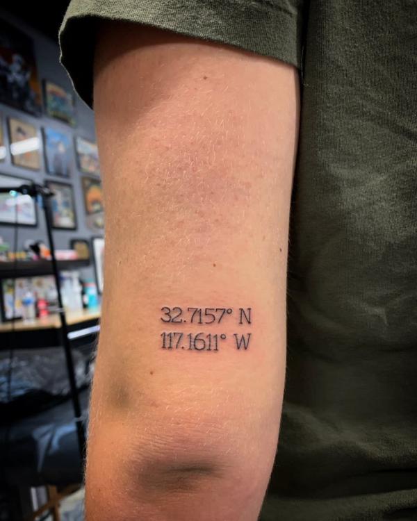 coordinates back of arm tattoo
