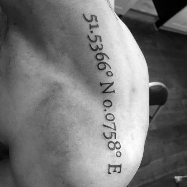 coordinates shoulder tattoo