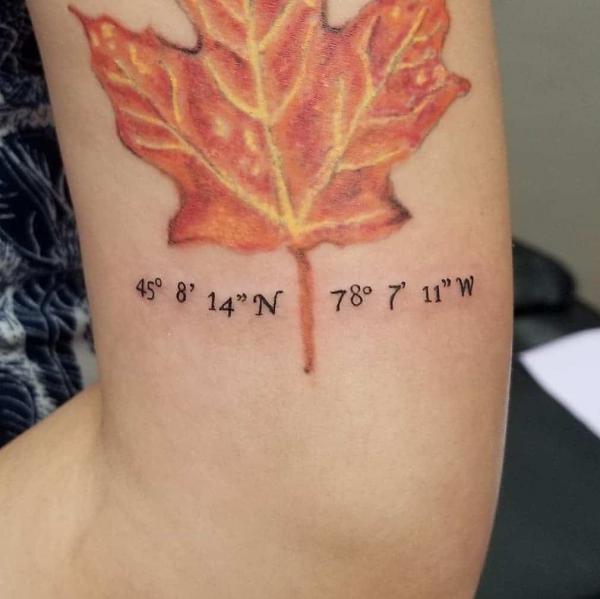 coordinates with maple leaf tattoo