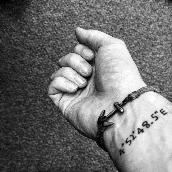 coordinates wrist tattoo