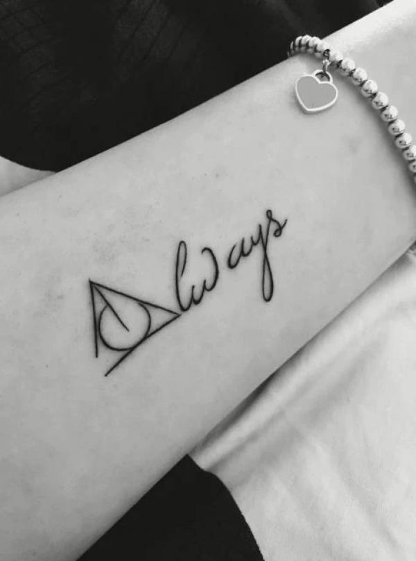 deathly hallows always inner forearm tattoo