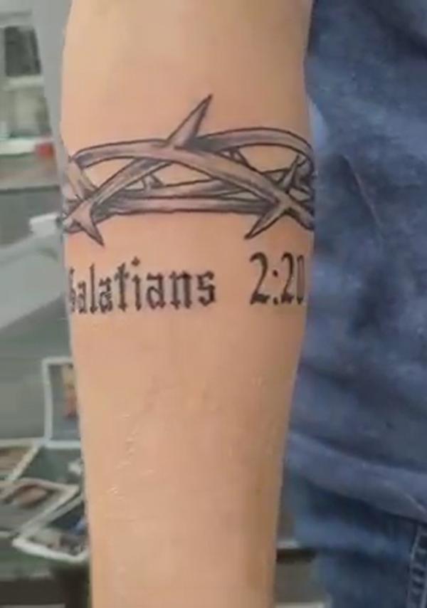 galatians 2 20 barbed wire armband tattoo