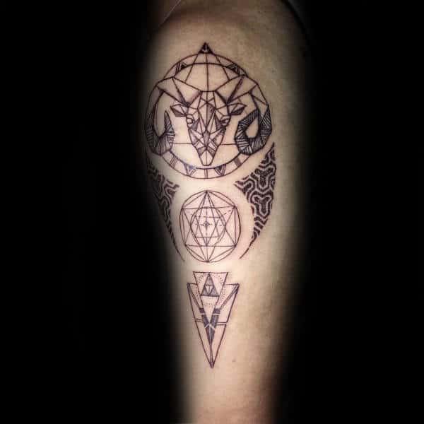 geometric aries tattoo for men