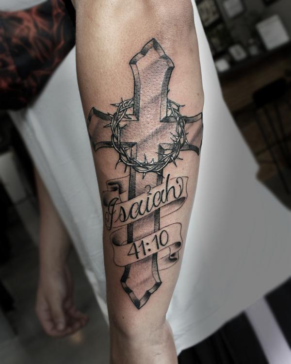 isaiah 41 10 with cross tattoo