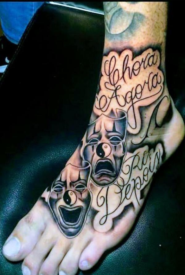 laugh now cry later Yin Yang tattoo