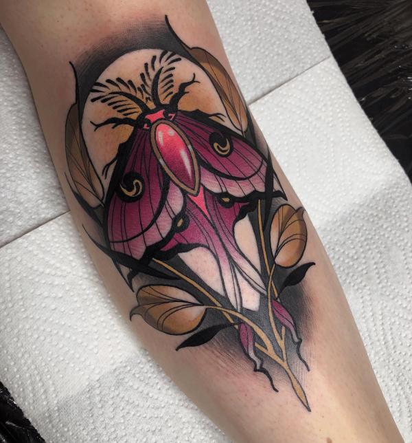 luna moth and moon calf tattoo