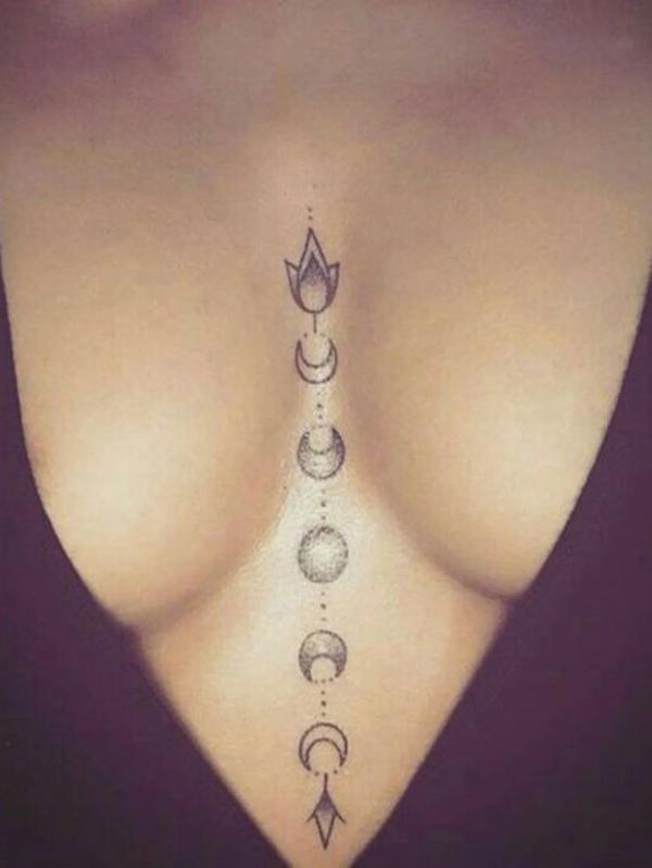 moon phase sternum tattoo
