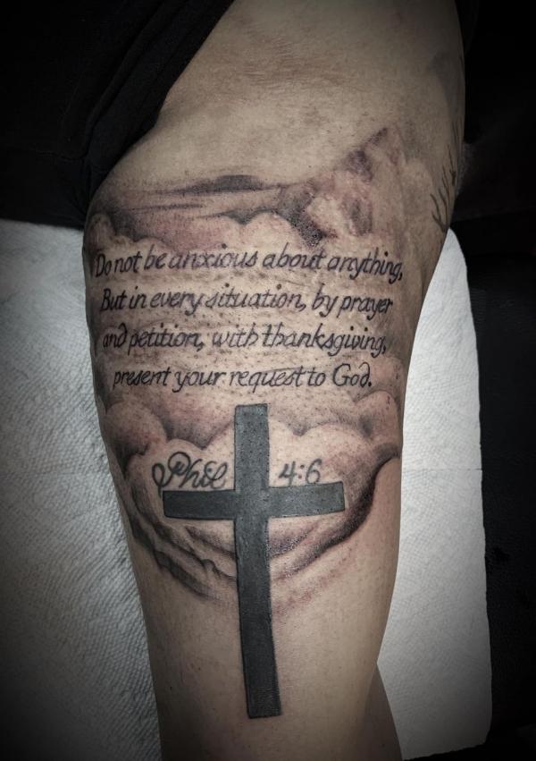 philippians 4 6 with cross tattoo