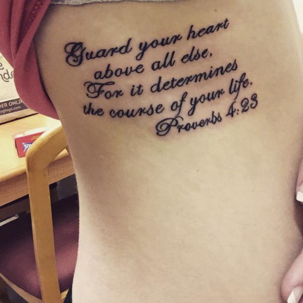 proverbs 4 23 side tattoo