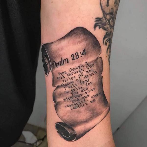 psalm 23 4 Bible verse tattoo arm