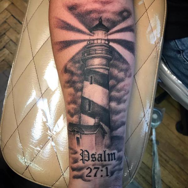 psalm 27 with lighthouse tattoo