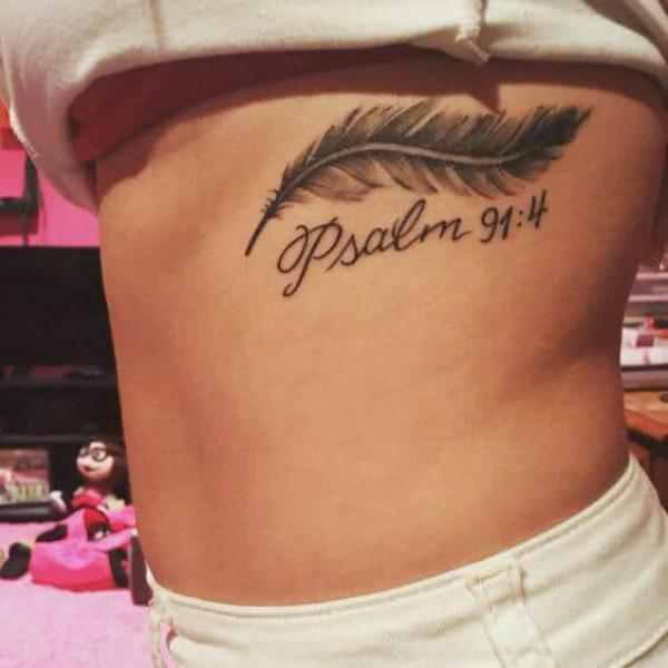 psalm 91 with feather side tattoo