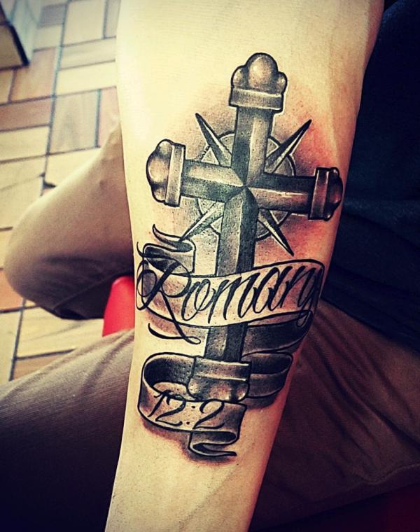 romans 12 2 with cross tattoo