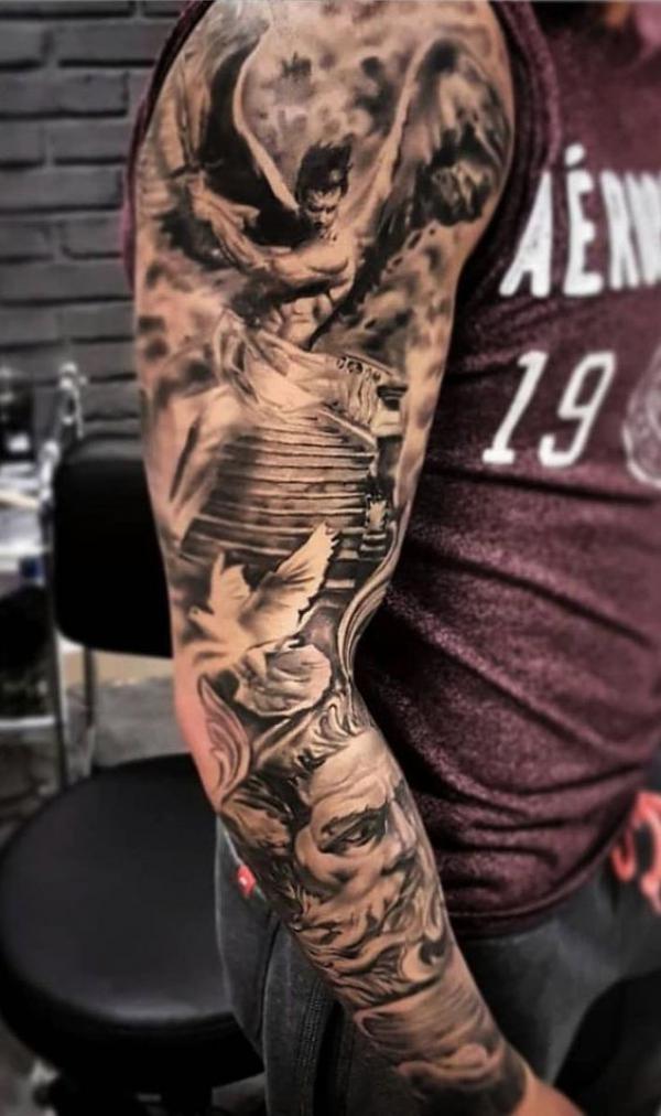 stairway to heaven tattoo full sleeve