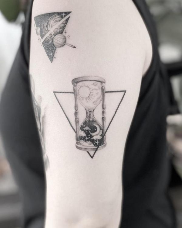 sun and moon hourglass tattoo