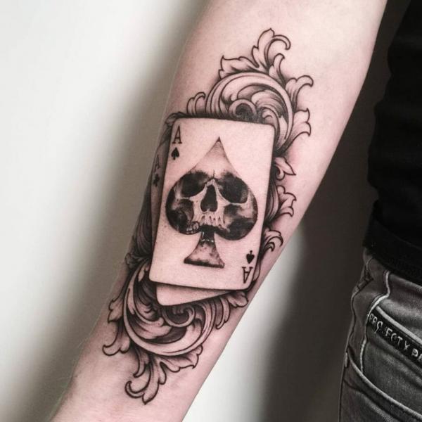 Ace Of Spades Skull Tattoo forearm