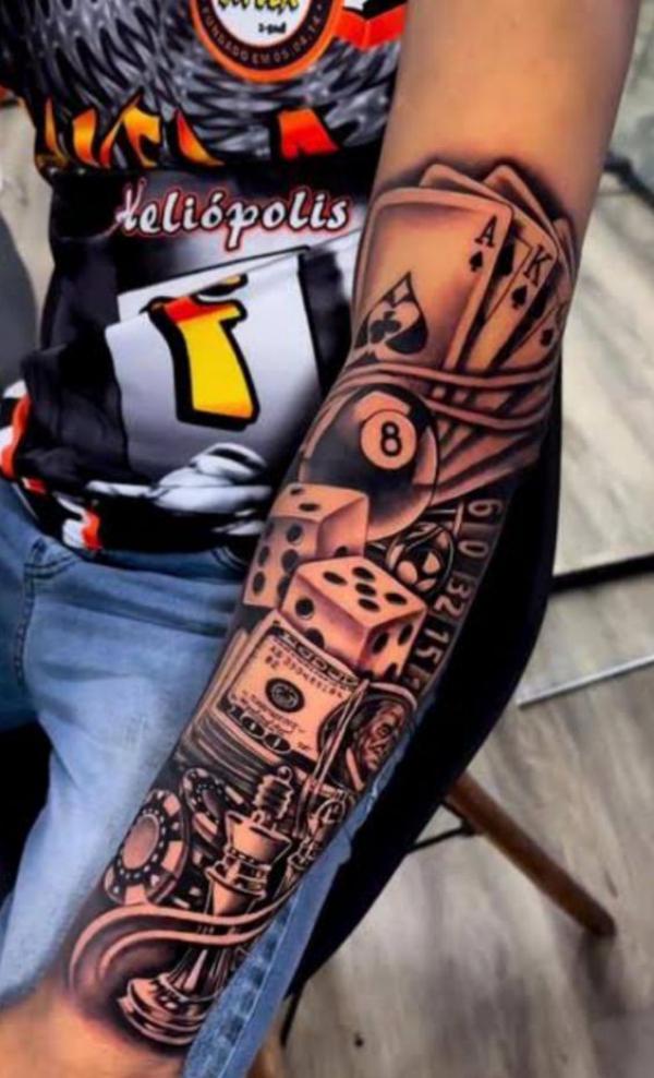 Ace of spade dices and money tattoo