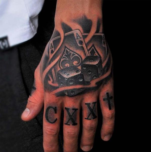 Ace of spade hand tattoo