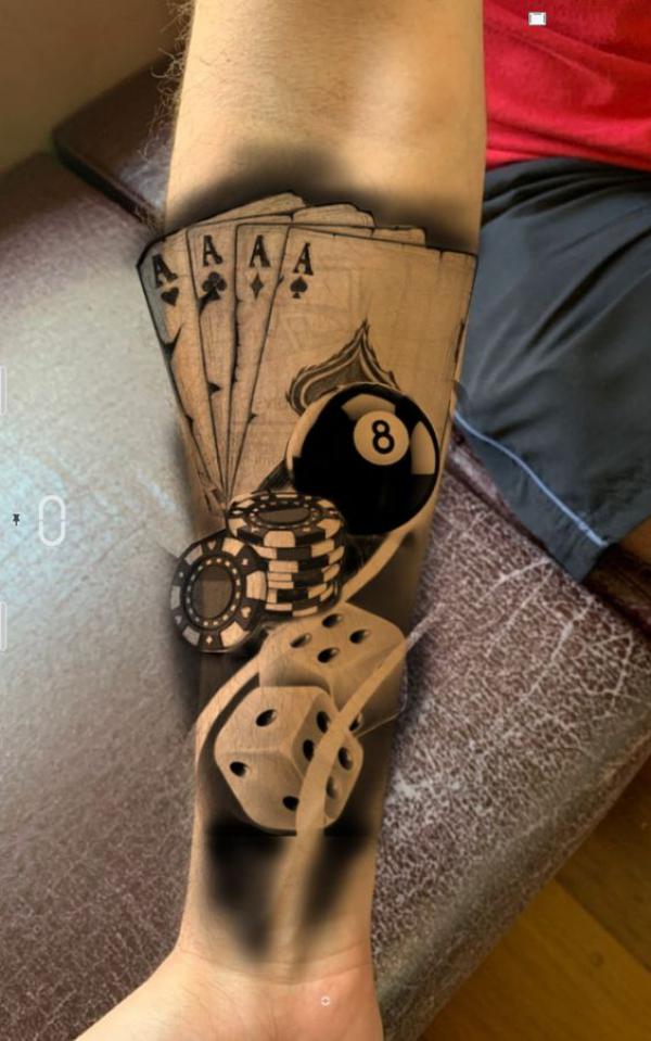 Ace of spades with dices tattoo