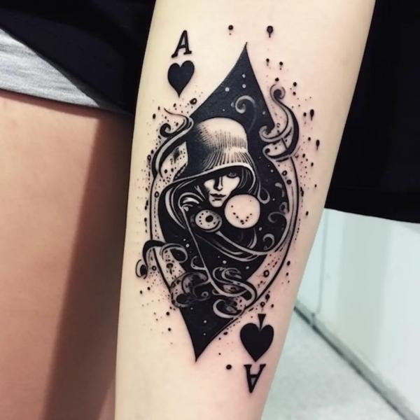 Ace of spades with lady tattoo