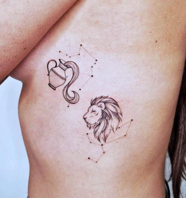 Aquarius and Leo tattoo