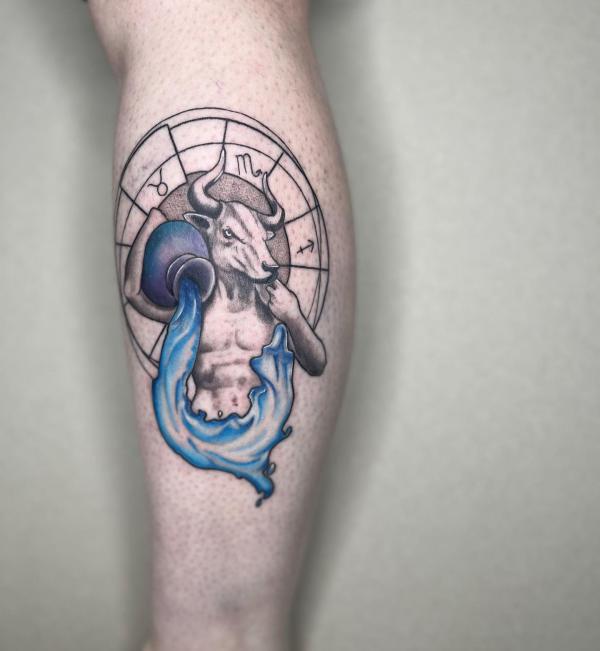 Aquarius and taurus tattoo