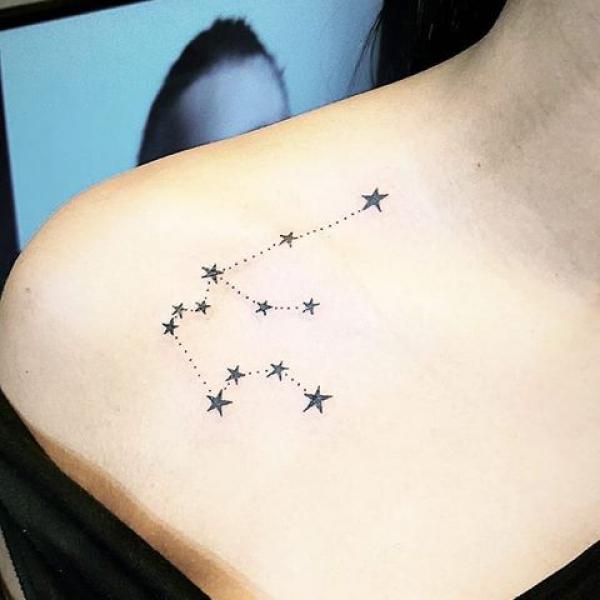 Aquarius constellation clavicle tattoo