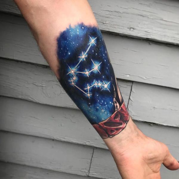 Aquarius constellation forearm tattoo