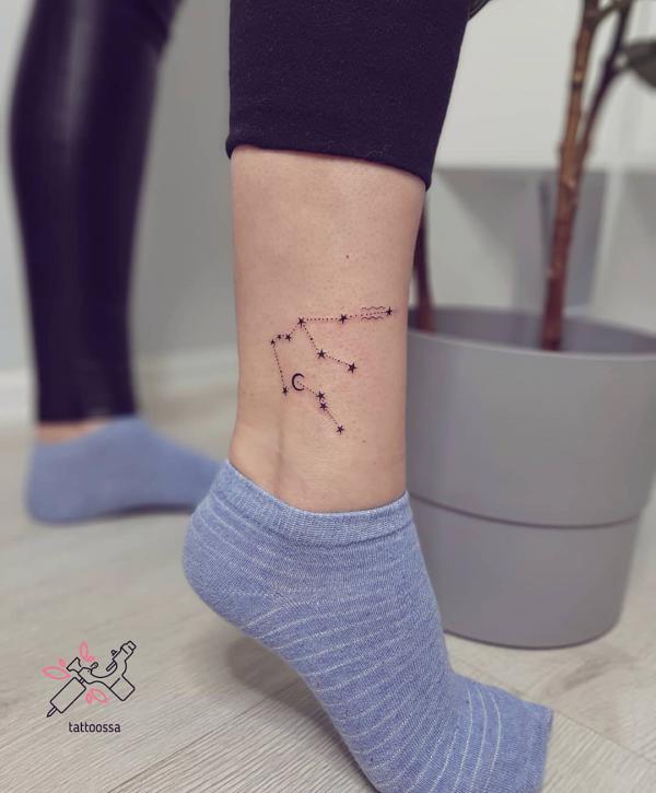 Aquarius constellation tattoo ankle
