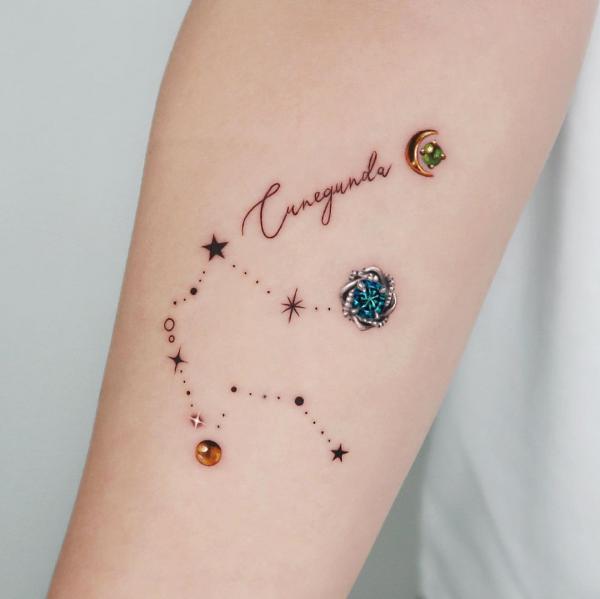 Aquarius constellation with stars tattoo