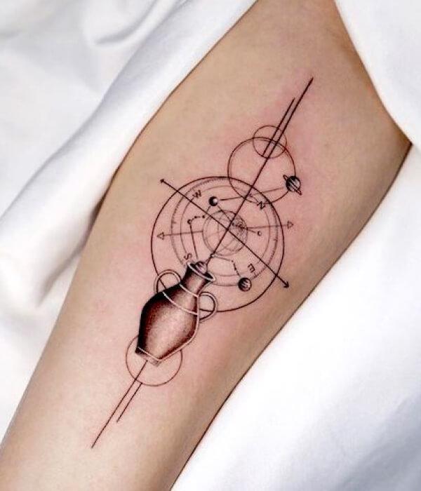 Aquarius geometric tattoo