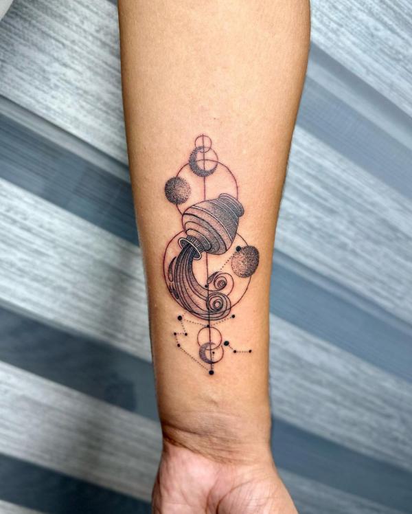 Aquarius inner forearm tattoo