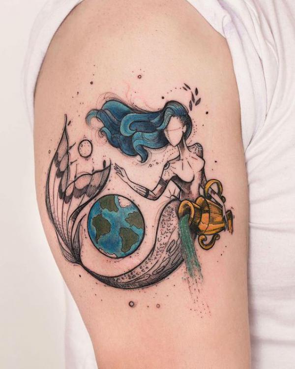Aquarius mermaid tattoo